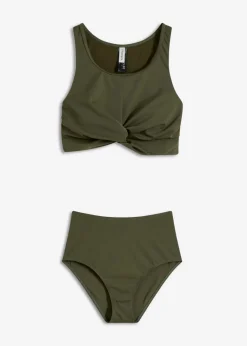 Damen bonprix Nachhaltigere Materialien|Bikinis|Bustier-Bikini in Wickeloptik (2-tlg.Set)