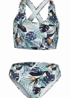 Damen bonprix Nachhaltigere Materialien|Sport Bademode|Bustier-Bikini mit gekreuzten Trägern (2-tlg.Set)