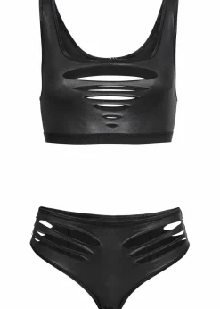 Best Bustier+Slip ouvert aus Wetlook (2-tlg.Set) Damen Wäsche·Erotikwäsche|Erotikwäsche