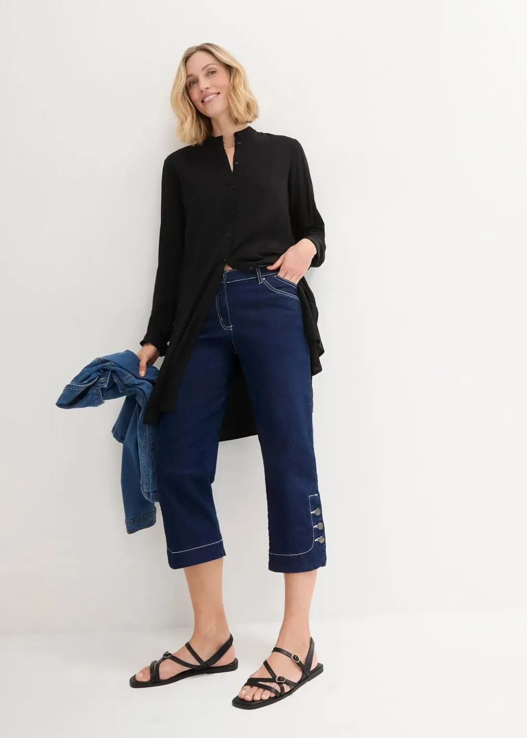New Capri Jeans Mid Waist Damen Bekleidung·Shirts & Tops|Jeans