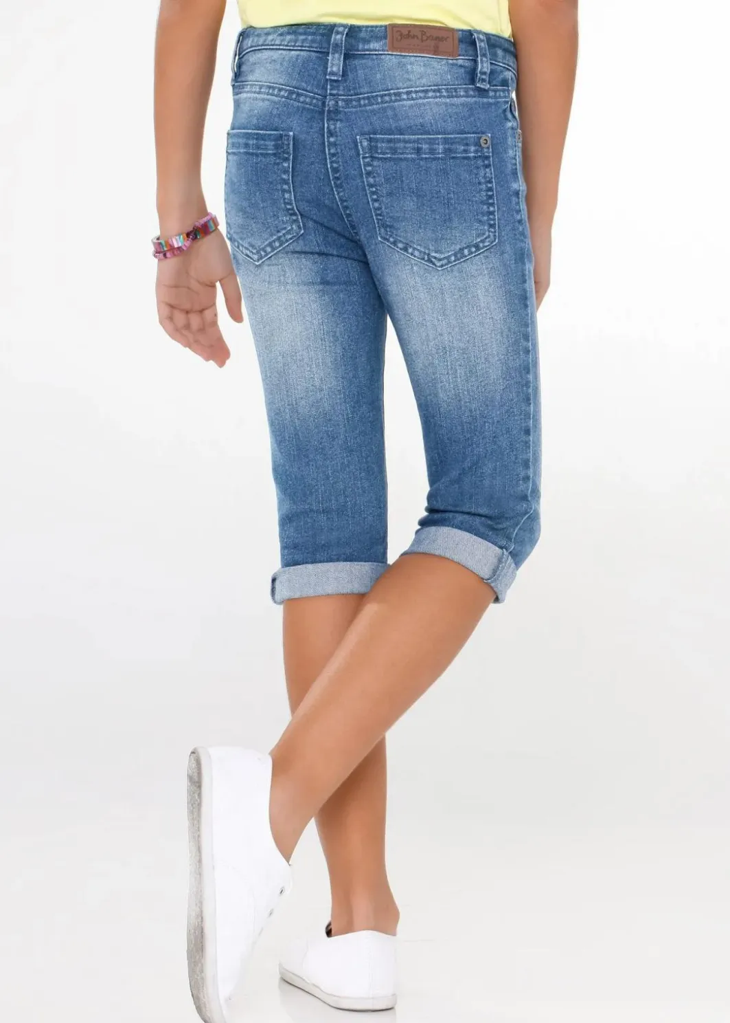 Outlet Capri Jeans Mid Waist mit verstellbarem Bund Kinder Mädchen 9-16 Jahre·Jeans
