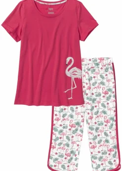 Damen bonprix Nachtwäsche|Capri Pyjama aus reiner Baumwolle