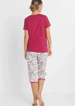 Damen bonprix Nachtwäsche|Capri Pyjama aus reiner Baumwolle