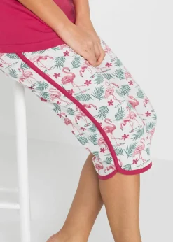 Damen bonprix Nachtwäsche|Capri Pyjama aus reiner Baumwolle