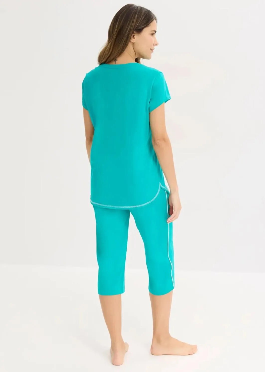 Damen bonprix Wäsche·Nachtwäsche|Nachhaltigere Materialien|Capri Pyjama aus reiner Bio-Baumwolle