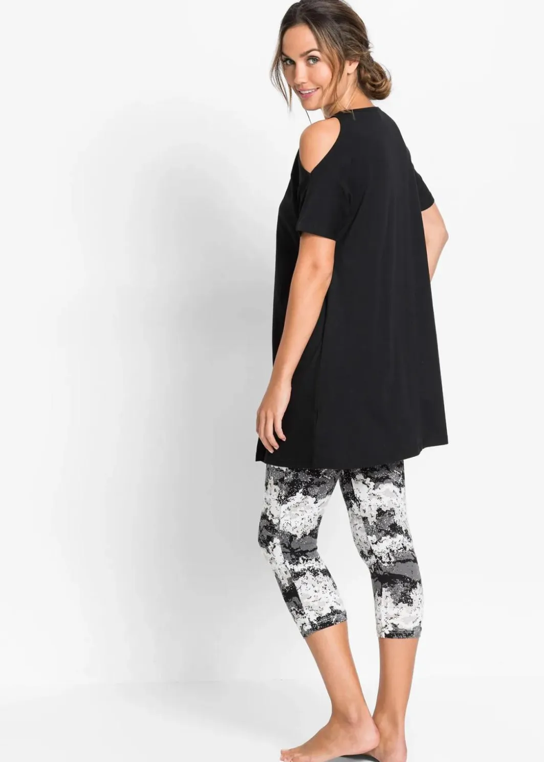 Damen bonprix Wäsche·Nachtwäsche|Nachtwäsche|Capri Pyjama mit kurzen Ärmeln