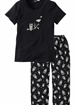 Damen bonprix Nachtwäsche|Wäsche·Nachtwäsche|Capri Pyjama mit kurzen Ärmeln