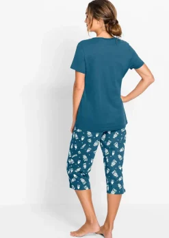 Damen bonprix Nachtwäsche|Wäsche·Nachtwäsche|Capri Pyjama mit kurzen Ärmeln