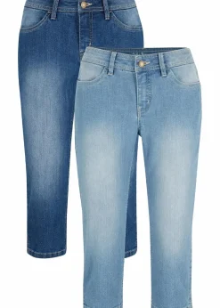 Damen bonprix Jeans|Bekleidung·Shirts & Tops|Capri-Komfort-Stretch-Jeans, 2-er Pack