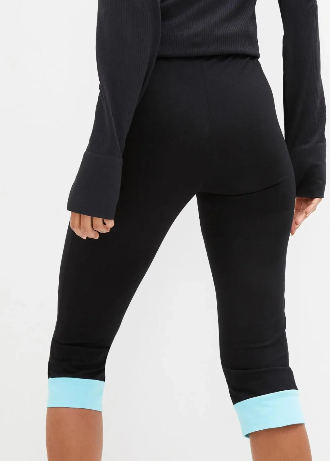 New Capri-Leggings mit Kontrastbündchen Damen Hosen|Nachhaltigere Materialien