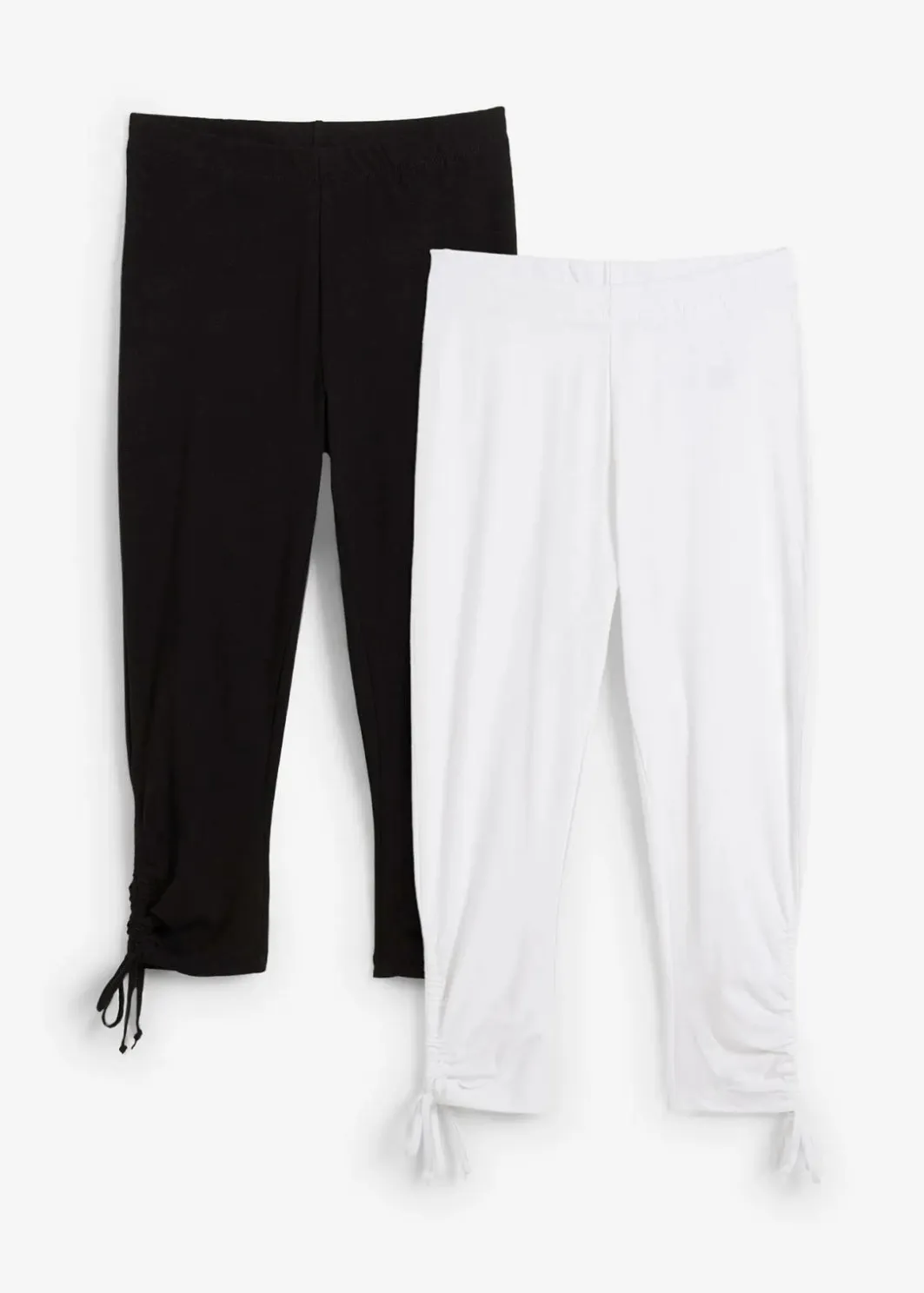 Damen bonprix Hosen|Bekleidung·Kleider|Capri-Leggings mit Raffung (2er Pack)