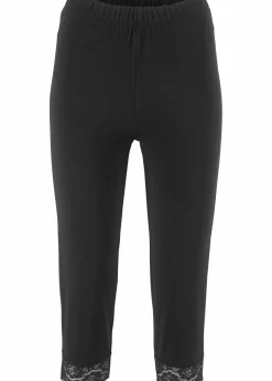 Damen bonprix Hosen|Capri-Leggings mit Spitzendetail