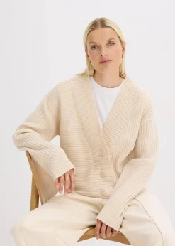 Damen bonprix Pullover & Strickjacken|Strickmode|Cardigan mit Rippstrickmuster