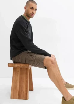 Herren bonprix Große Größen|Shorts|Cargo-Bermuda aus reiner Baumwolle, Relaxed Fit