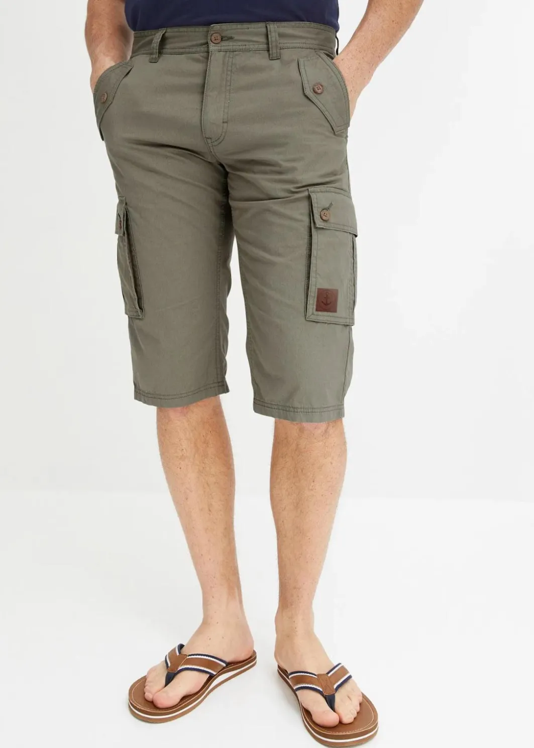 Herren bonprix Große Größen|Hosen|Cargo-Bermuda aus reiner Baumwolle, Regular Fit
