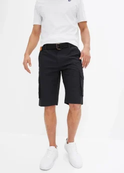 Herren bonprix Hosen|Shorts|Cargo-Bermuda mit Komfortbund und Gürtel, Regular Fit