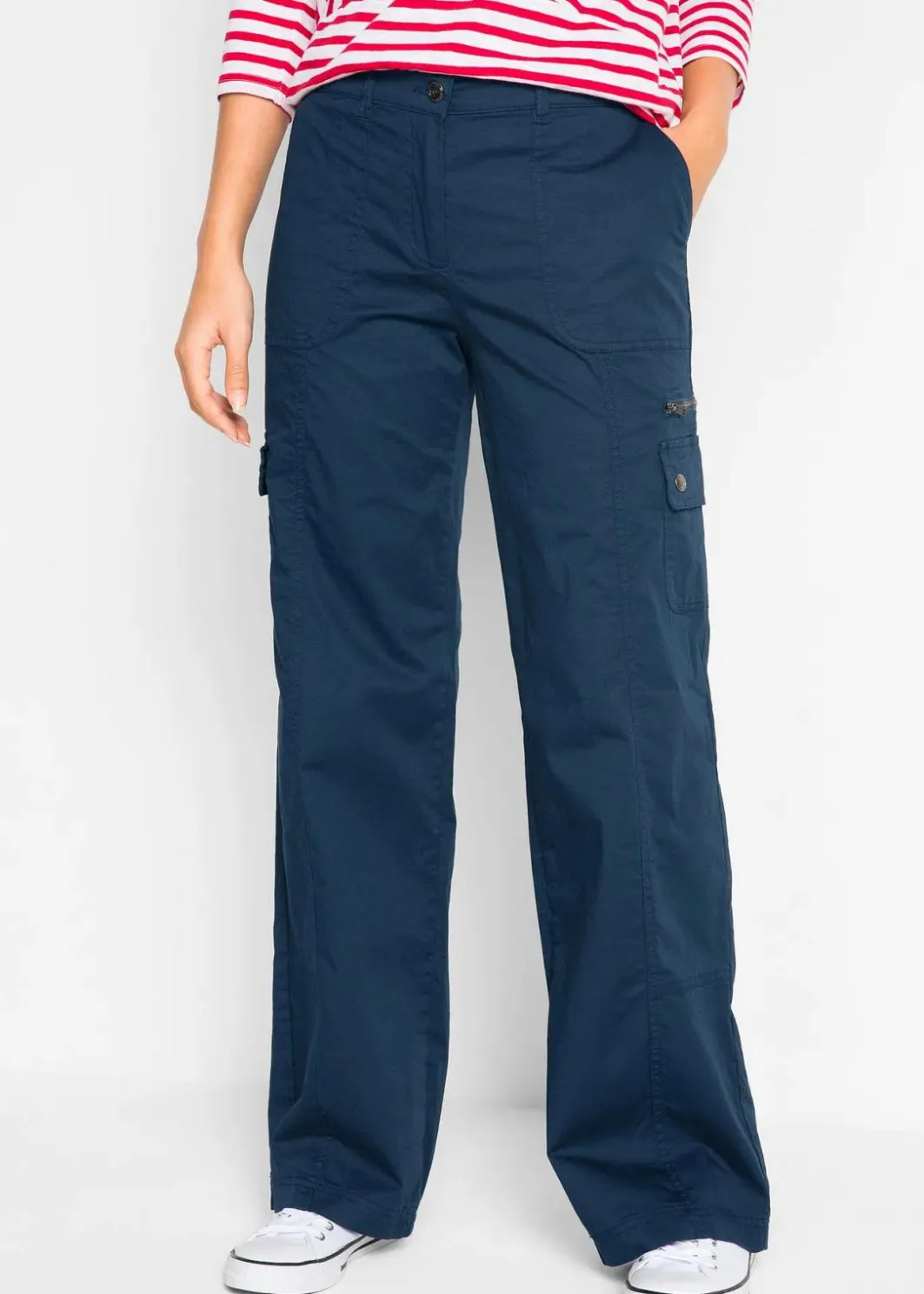 Damen bonprix Hosen|Bekleidung·Kleider|Cargohose aus Baumwolle, Mid Waist
