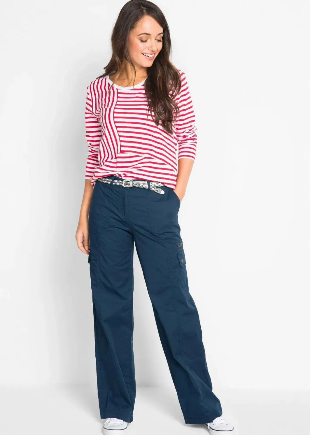 Damen bonprix Hosen|Bekleidung·Kleider|Cargohose aus Baumwolle, Mid Waist