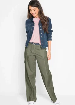 Best Cargohose aus Baumwolle, Mid Waist Damen Hosen|Bekleidung·Kleider