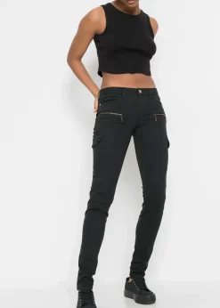 Damen bonprix Hosen|Cargohose aus elastischem Baumwoll-Mix