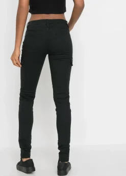 Damen bonprix Hosen|Cargohose aus elastischem Baumwoll-Mix