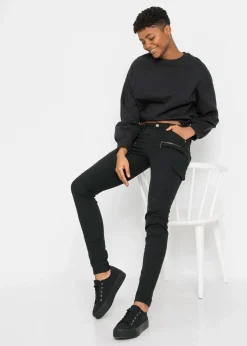 Damen bonprix Hosen|Cargohose aus elastischem Baumwoll-Mix