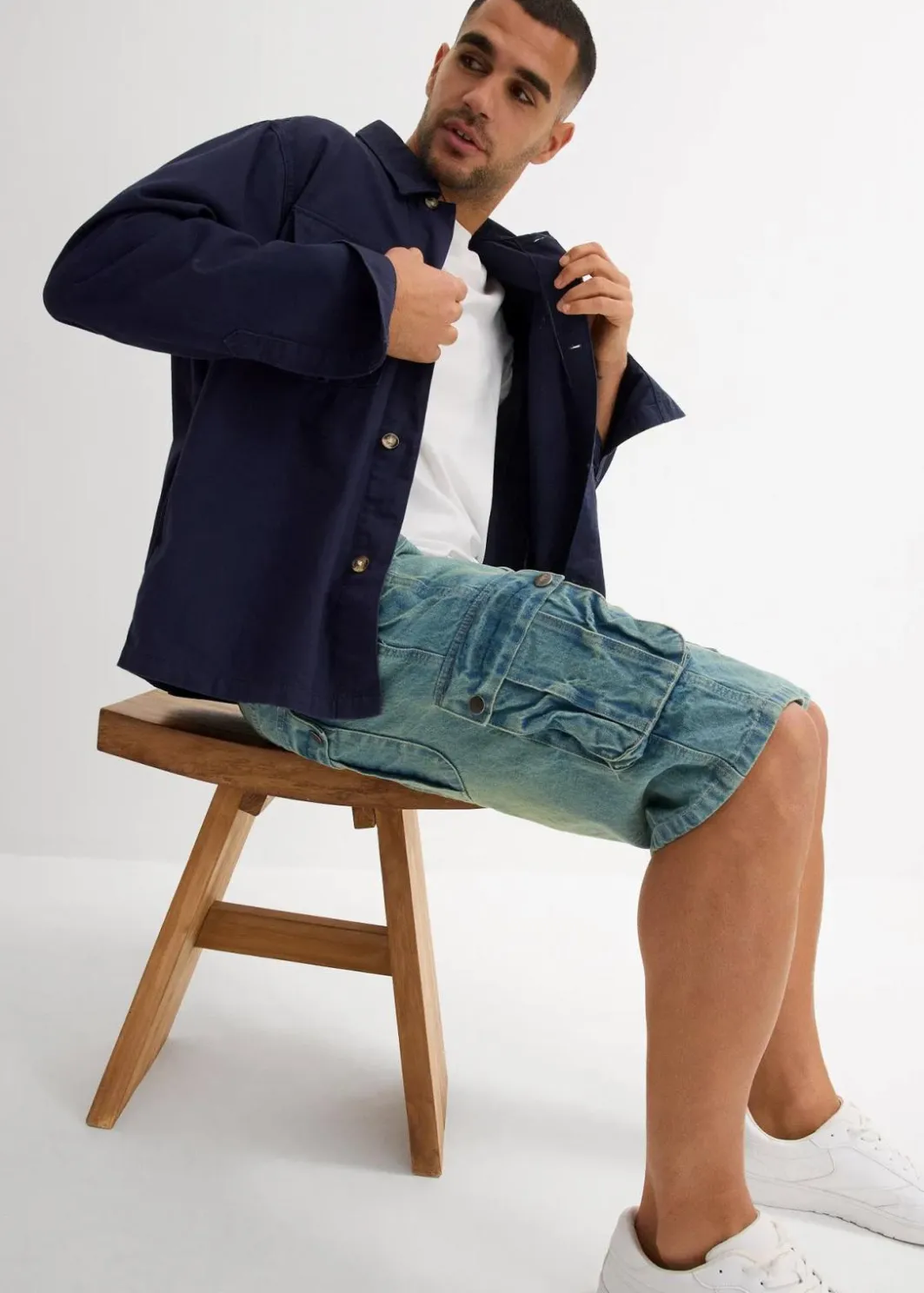 Herren bonprix Jeans|Shorts|Cargo-Jeans-Bermuda Regular Fit