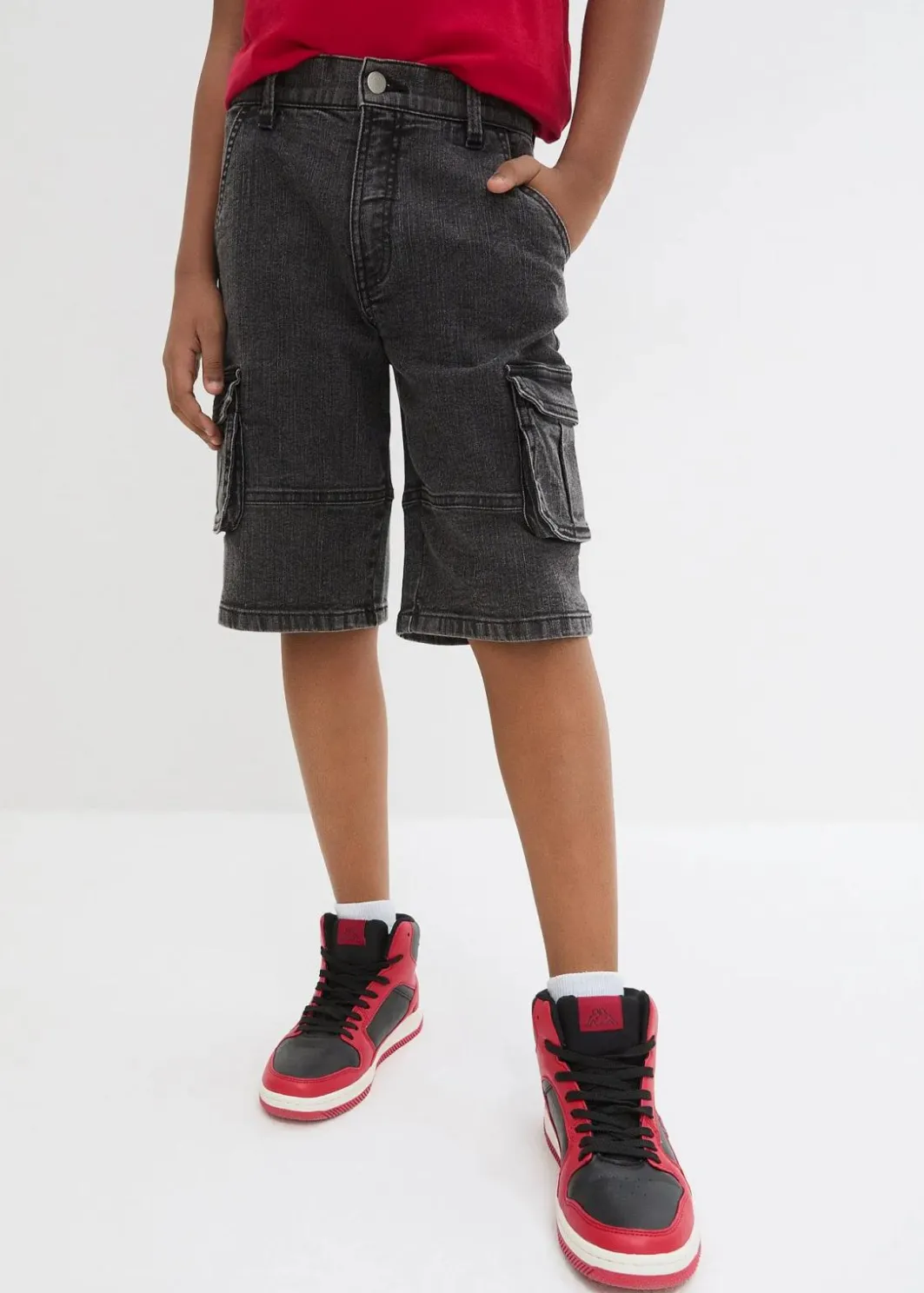 Kinder bonprix Jungen 9-16 Jahre·Shorts|Jungen 9-16 Jahre·Jeans|Cargo-Jeans-Bermudav mit verstellbarem Bund, Loose Fit
