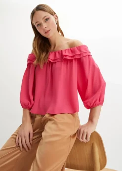 Damen bonprix Bekleidung·Jacken & Mäntel|Blusen & Tuniken|Carmenbluse aus recyceltem Polyester