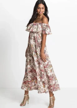 Damen bonprix Kleider|Carmen-Kleid aus fließender Viskose