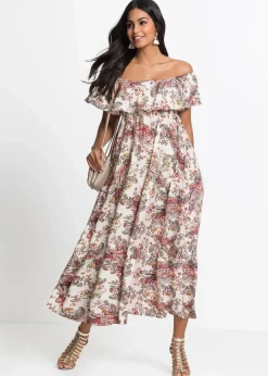 Damen bonprix Kleider|Carmen-Kleid aus fließender Viskose