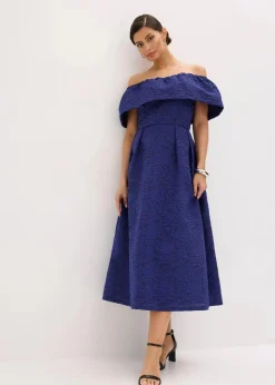 Carmen-Kleid aus glänzendem Jacquard Damen Festliche Mode|Kleider