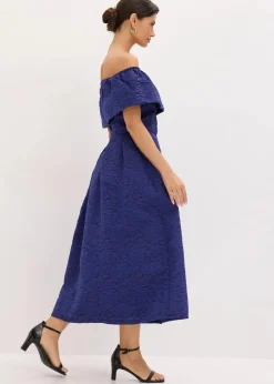 Carmen-Kleid aus glänzendem Jacquard Damen Festliche Mode|Kleider
