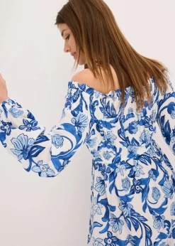Discount Carmen-Kleid aus strukturierter Viskose Damen Bekleidung·Pullover & Strickjacken|Kleider