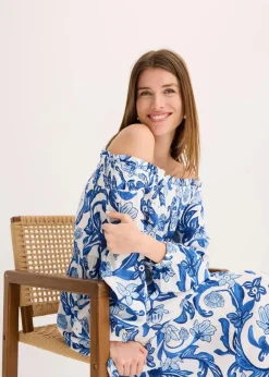 Discount Carmen-Kleid aus strukturierter Viskose Damen Bekleidung·Pullover & Strickjacken|Kleider