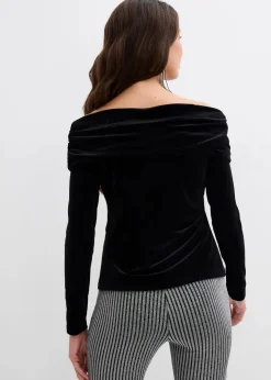Sale Carmenshirt aus softem Samt Damen Shirts & Tops