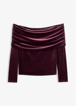Sale Carmenshirt aus softem Samt Damen Shirts & Tops