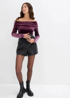 Sale Carmenshirt aus softem Samt Damen Shirts & Tops