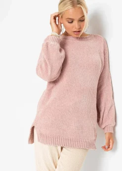 Damen bonprix Pullover & Strickjacken|Nachhaltigere Materialien|Chenille-Longpullover