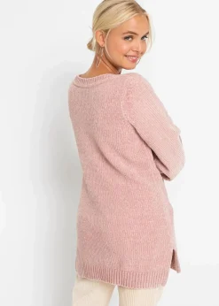 Damen bonprix Pullover & Strickjacken|Nachhaltigere Materialien|Chenille-Longpullover