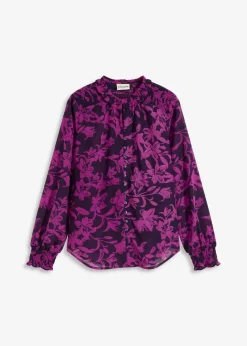 Best Chiffon Bluse mit Smok-Details Damen Nachhaltigere Materialien|Blusen & Tuniken