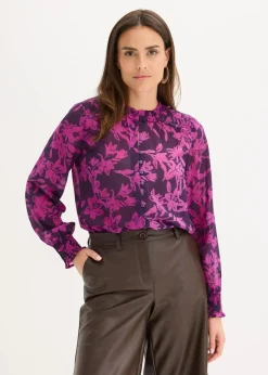 Best Chiffon Bluse mit Smok-Details Damen Nachhaltigere Materialien|Blusen & Tuniken