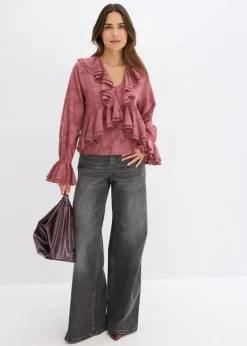 Damen bonprix Blusen & Tuniken|Bekleidung·Jacken & Mäntel|Chiffonbluse mit leichter Transparenz