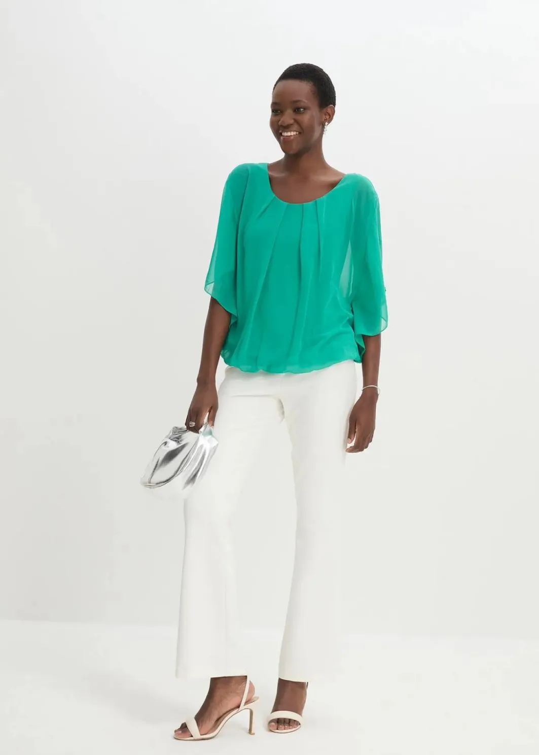 Damen bonprix Blusen & Tuniken|Bekleidung·Jacken & Mäntel|Chiffonbluse mit Untertop