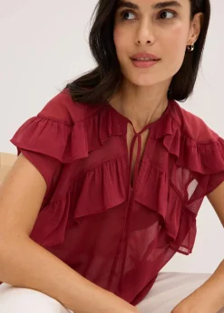Damen bonprix Bekleidung·Jacken & Mäntel|Blusen & Tuniken|Chiffonbluse mit Volants