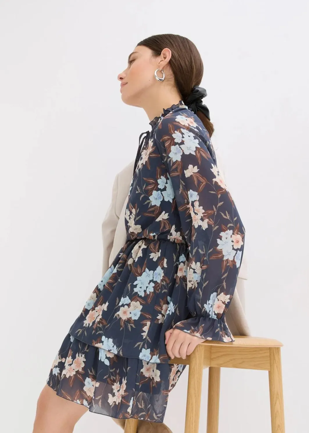Damen bonprix Bekleidung·Pullover & Strickjacken|Nachhaltigere Materialien|Chiffonkleid