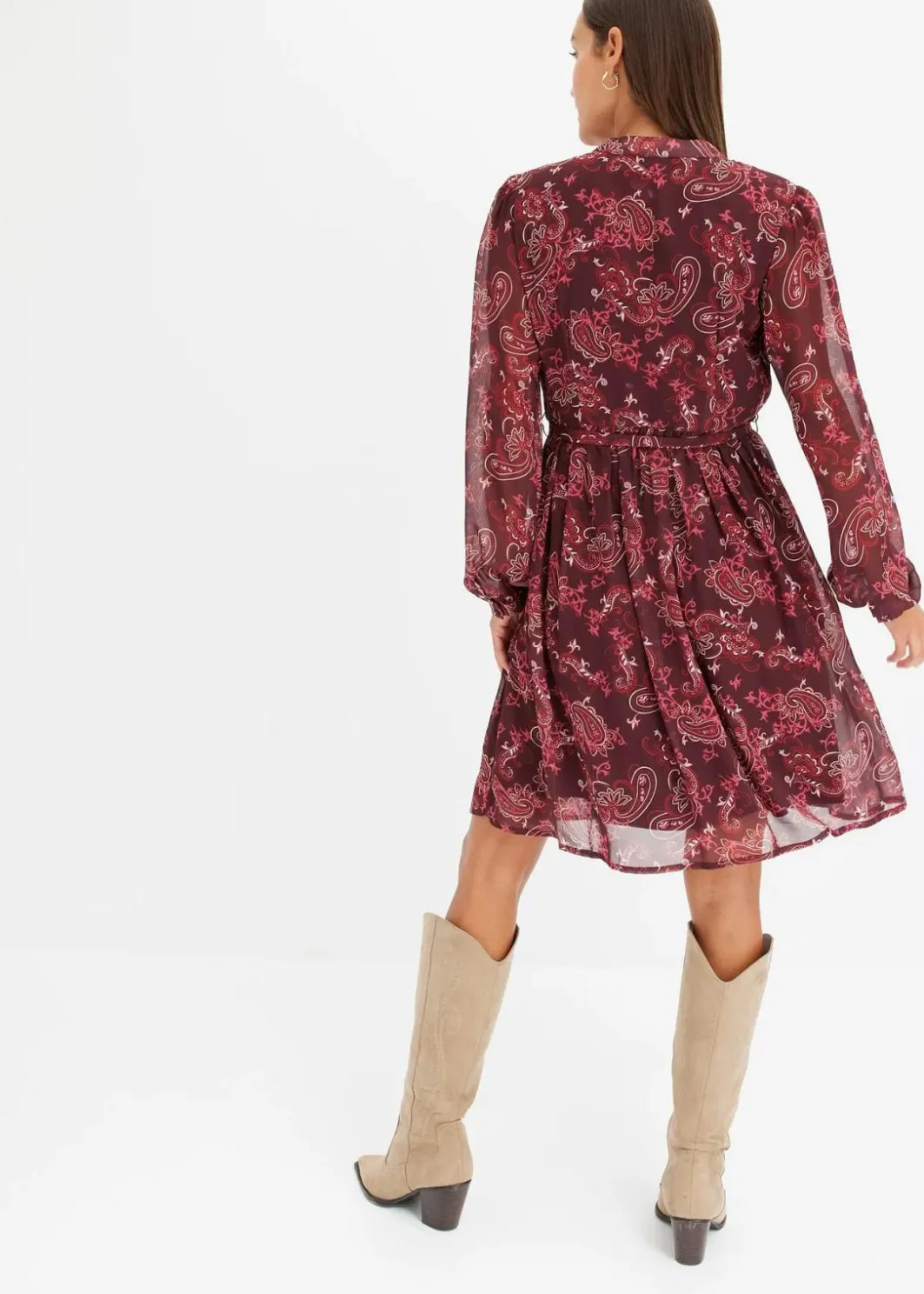 Damen bonprix Bekleidung·Pullover & Strickjacken|Nachhaltigere Materialien|Chiffonkleid