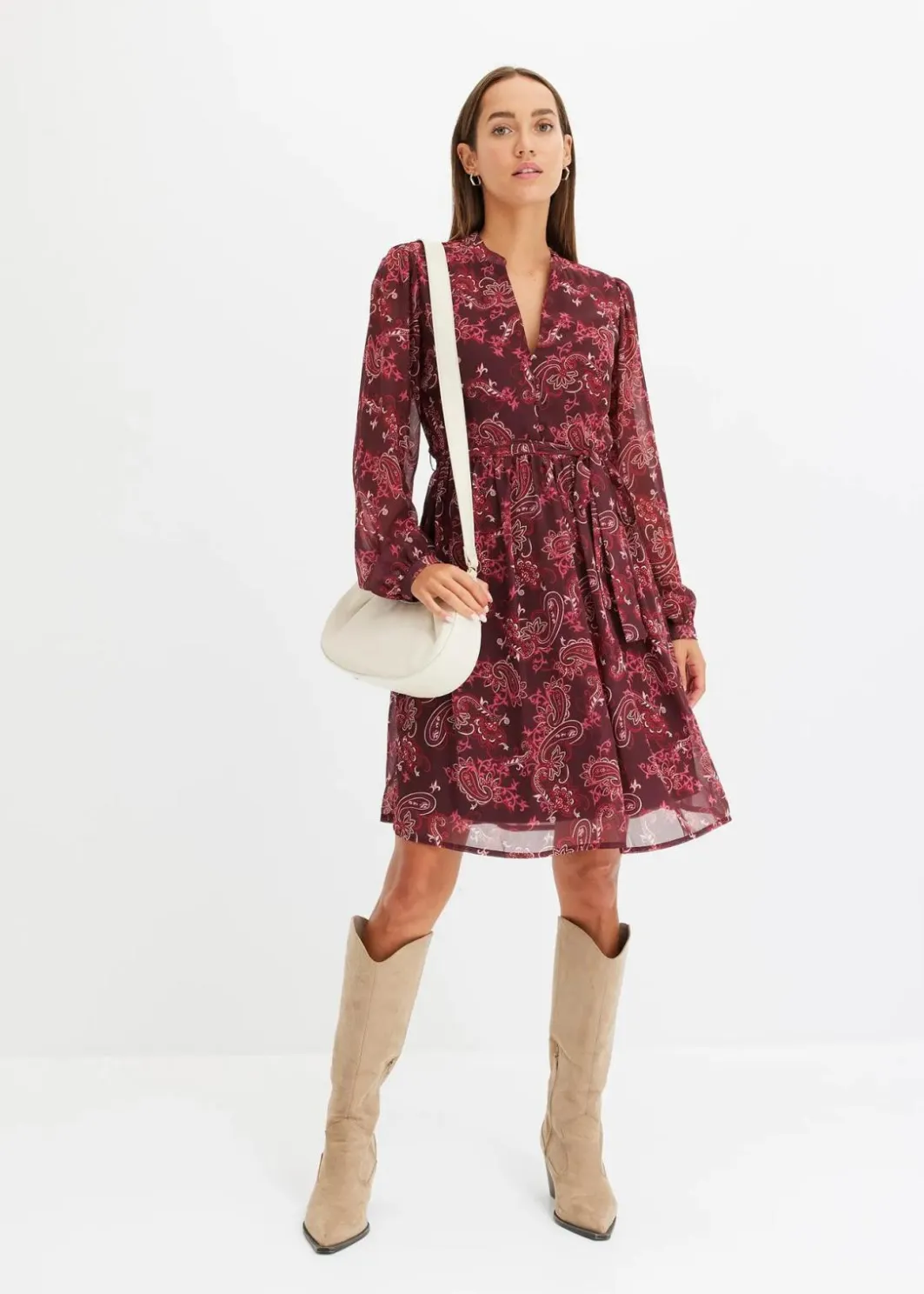 Damen bonprix Bekleidung·Pullover & Strickjacken|Nachhaltigere Materialien|Chiffonkleid