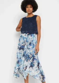 Hot Chiffonkleid mit feiner Spitze Damen Festliche Mode|Kleider
