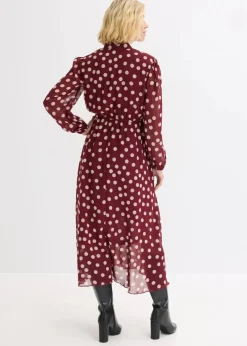 Online Chiffonkleid mit Kontrast-Pipings Damen Kleider|Bekleidung·Pullover & Strickjacken